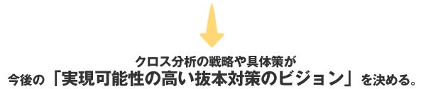 クロス分析の戦略や具体策が今後の「実現可能性の高い抜本対策のビジョン」を決める。